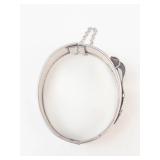 Vintage Silver-Tone Buckle Style Bangle Watch Cuff Bracelet