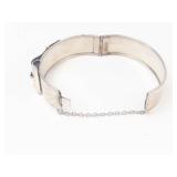 Vintage Silver-Tone Buckle Style Bangle Watch Cuff Bracelet