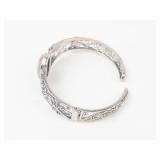 Sterling Rhodochrosite Hinged Cuff Bracelet