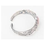 Sterling Rhodochrosite Hinged Cuff Bracelet