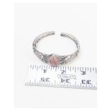 Sterling Rhodochrosite Hinged Cuff Bracelet