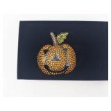 Heidi Daus Jeweled Pumpkin Brooch With Box & Papers