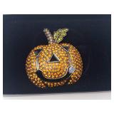 Heidi Daus Jeweled Pumpkin Brooch With Box & Papers