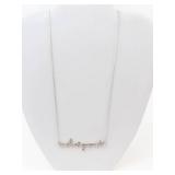 Sterling Silver 'SUNSHINE & GUNPOWDER' Script Pendant Necklace 18 in