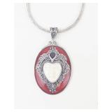 New Ornate Sterling Silver Red Goddess Pendant Necklace