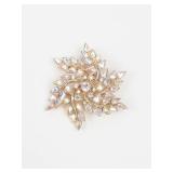 Leaf Swirl Crystal Brooch Pin