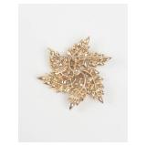 Leaf Swirl Crystal Brooch Pin