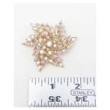 Leaf Swirl Crystal Brooch Pin
