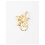 Gold Tone Musical Instrument Brooch Pin