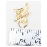 Gold Tone Musical Instrument Brooch Pin