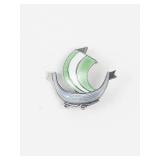 Norwegian Sterling Silver Sailboat Ship Pin