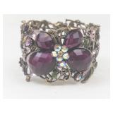 Vintage Floral Purple Stone Costume Bracelet
