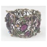 Vintage Floral Purple Stone Costume Bracelet