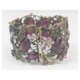 Vintage Floral Purple Stone Costume Bracelet