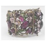 Vintage Floral Purple Stone Costume Bracelet