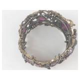 Vintage Floral Purple Stone Costume Bracelet
