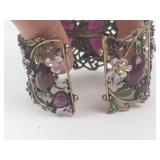 Vintage Floral Purple Stone Costume Bracelet