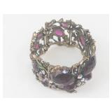 Vintage Floral Purple Stone Costume Bracelet