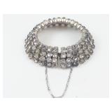 Vintage Czecho Rhinestone Bracelet With Safety Chain