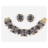Gold-Tone Rhinestone & Pearl Clip-On Earring Bracelet Set 7 in