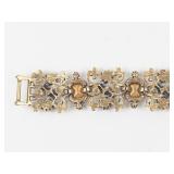 Gold-Tone Rhinestone & Pearl Clip-On Earring Bracelet Set 7 in