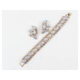 Rhinestone Clip-On Earrings & Bracelet Set