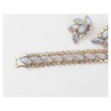 Rhinestone Clip-On Earrings & Bracelet Set