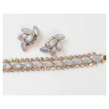 Rhinestone Clip-On Earrings & Bracelet Set