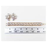 Rhinestone Clip-On Earrings & Bracelet Set