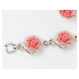 Vintage Sarah Coventry Coral Rose Bracelet & Clip Earrings Set