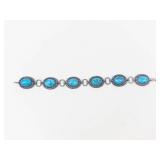 Sterling Silver Turquoise Link Bracelet 7.75 in