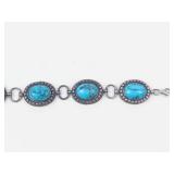 Sterling Silver Turquoise Link Bracelet 7.75 in