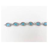 Sterling Silver Turquoise Link Bracelet 7.75 in