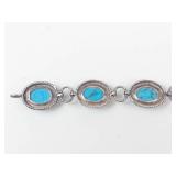 Sterling Silver Turquoise Link Bracelet 7.75 in