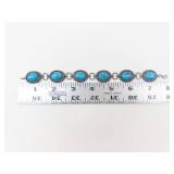 Sterling Silver Turquoise Link Bracelet 7.75 in