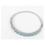 STS Sterling Silver Blue Topaz & Peridot Hinged Cuff Bracelet