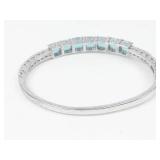 STS Sterling Silver Blue Topaz & Peridot Hinged Cuff Bracelet