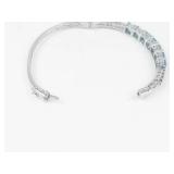 STS Sterling Silver Blue Topaz & Peridot Hinged Cuff Bracelet