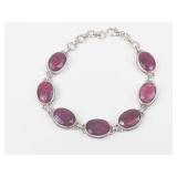 Ruby Sterling Silver Link Bracelet