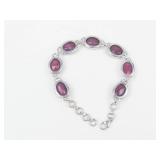 Ruby Sterling Silver Link Bracelet
