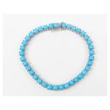 Stunning Sterling Silver Turquoise Cabochon Tennis Bracelet 8'