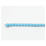 Stunning Sterling Silver Turquoise Cabochon Tennis Bracelet 8'