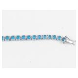 Stunning Sterling Silver Turquoise Cabochon Tennis Bracelet 8'