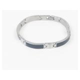 Men's Black Enamel Stainless Steel Bracelet 8.25 in