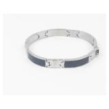 Men's Black Enamel Stainless Steel Bracelet 8.25 in