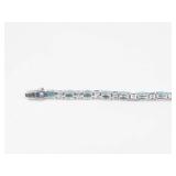 Gorgeous Turquoise & Aquamarine Tennis Bracelet Sterling Silver 8'