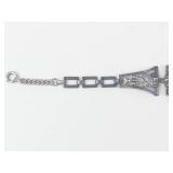 Art Deco Style Sterling Silver Bracelet 6 in