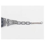 Art Deco Style Sterling Silver Bracelet 6 in