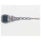 Art Deco Style Sterling Silver Bracelet 6 in