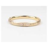 Black Hills Gold Etched 14K Gold Filled Floral Bangle Bracelet